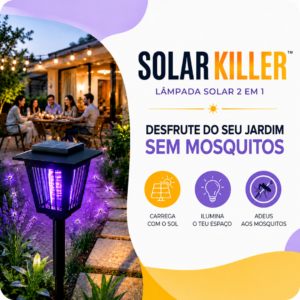 SolarKiller: Lâmpada Solar Anti-Mosquitos 2 em 1